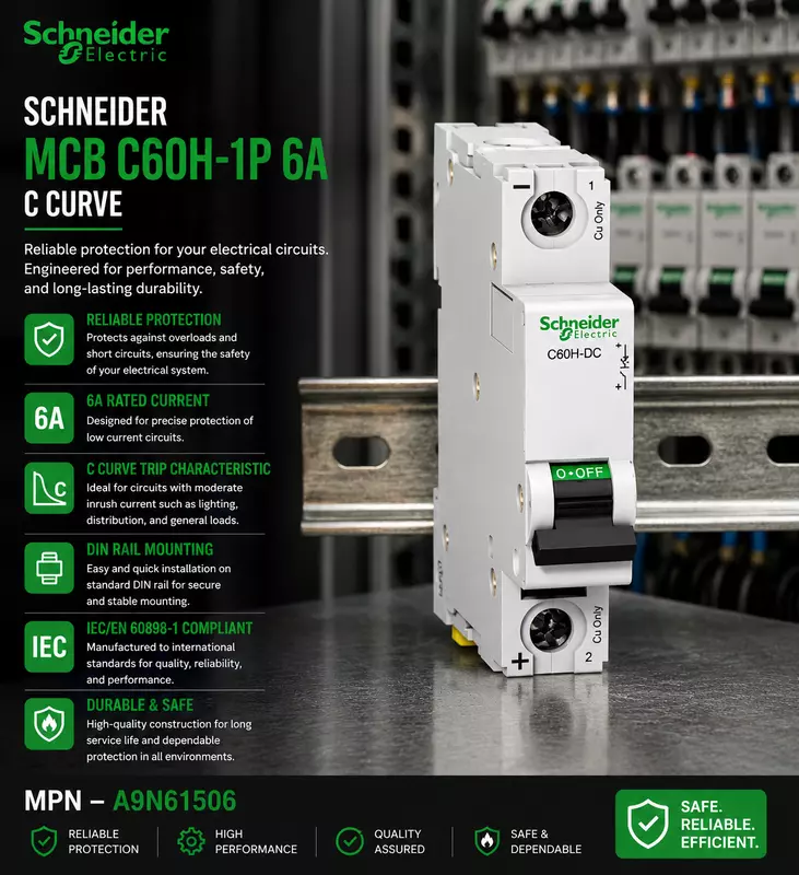 Schneider MCB C60H-1P- 6A-C Curve