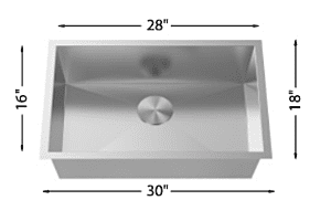 Large Single Bowl - 18g, HZR Series, True Zero Radius, 30" Large Single Bowl - 18g, HZR Series, True Zero Radius, 30"