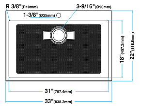 33-inch Drop-in Kitchen Sink Single Bowl
