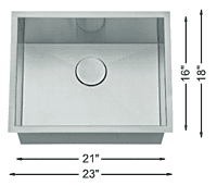 Medium Single Bowl - 18g HZR Series, ADA Sink, 438713