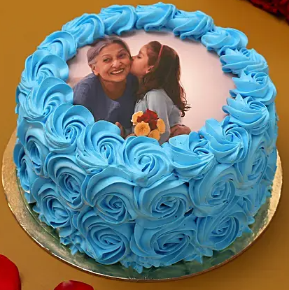 Blue Roses Photo Chocolate Cake Blue Roses Photo Chocolate Cake