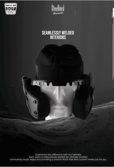 STEELBIRD SBH-57 ISS FIGHTER F8 GLOSSY BLACK/GREY C/V 600MM WITH EXTRA SMOKE VISOR