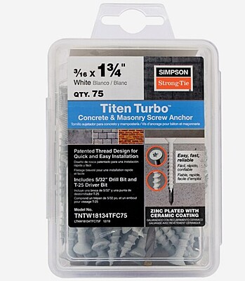 Simpson Strong-Tie Mechanical Anchors 75 TUB Titen Turbo FLAT Simpson Strong-Tie Mechanical Anchors 75 TUB Titen Turbo FLAT