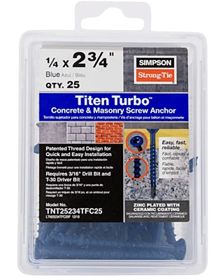 Simpson Strong-Tie Mechanical Anchors 25 TUB Titen Turbo FLAT Simpson Strong-Tie Mechanical Anchors 25 TUB Titen Turbo FLAT