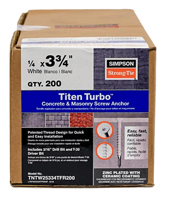 Simpson Strong-Tie Mechanical Anchors  200 Box Titen Turbo FLAT Simpson Strong-Tie Mechanical Anchors  200 Box Titen Turbo FLAT