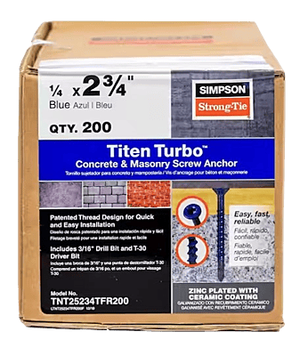 Simpson Strong-Tie Mechanical Anchors  200 Box Titen Turbo FLAT Simpson Strong-Tie Mechanical Anchors  200 Box Titen Turbo FLAT