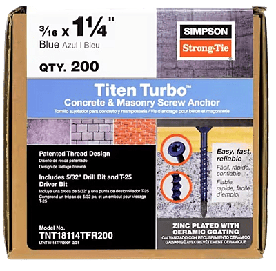 Simpson Strong-Tie Mechanical Anchors  200 Box Titen Turbo FLAT Simpson Strong-Tie Mechanical Anchors  200 Box Titen Turbo FLAT
