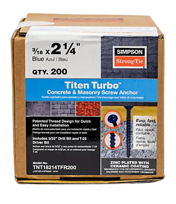 Simpson Strong-Tie Mechanical Anchors  200 Box Titen Turbo FLAT Simpson Strong-Tie Mechanical Anchors  200 Box Titen Turbo FLAT