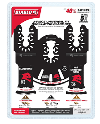 Diablo Universal Fit Bi-Metal Oscillating Blade Set Diablo Universal Fit Bi-Metal Oscillating Blade Set