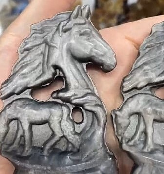 Silver Sheen Obsidian Horses