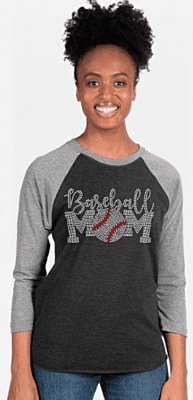 Baseball Mom Rhinestone Raglan Tee Baseball Mom Rhinestone Raglan Tee