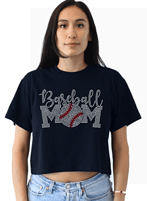 Baseball Mom Rhinestone Crop Tee Baseball Mom Rhinestone Crop Tee