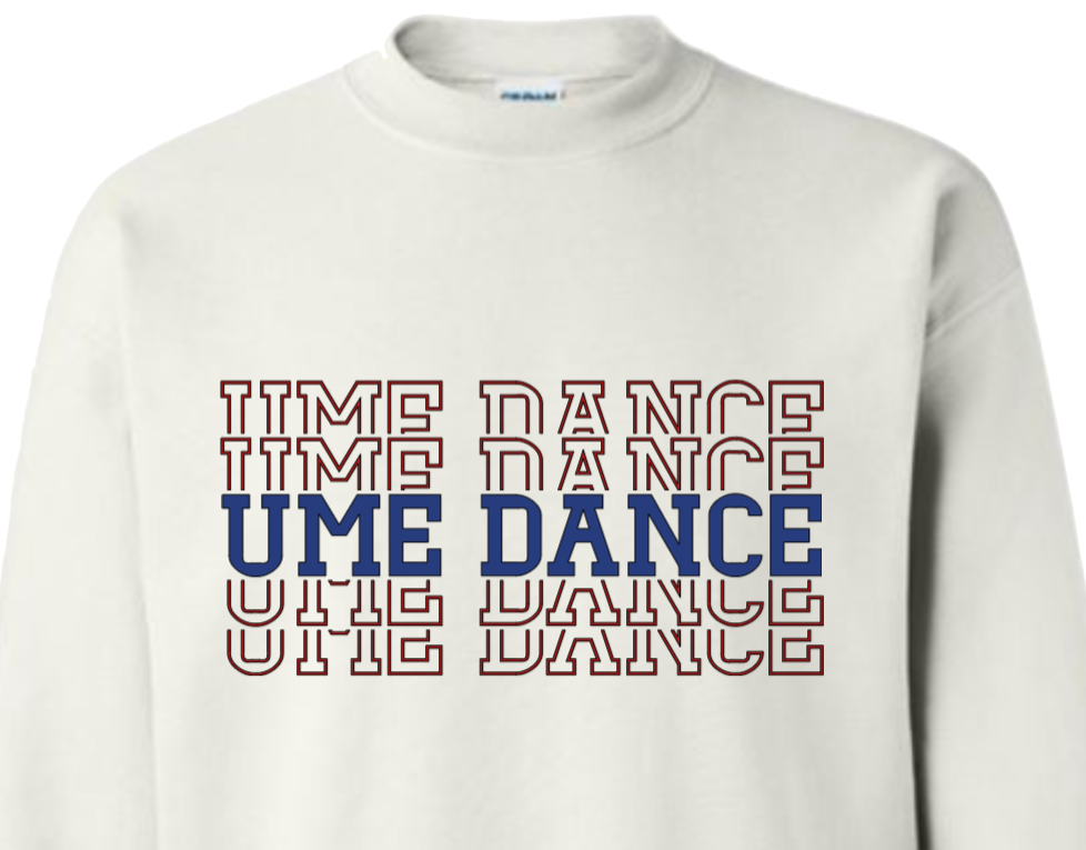 UME Dance Stacked Letters Crewneck Sweatshirt UME Dance Stacked Letters Crewneck Sweatshirt