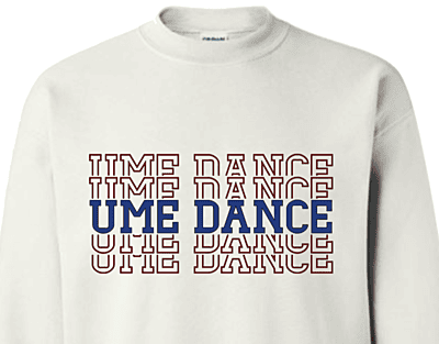 UME Dance Stacked Letters Crewneck Sweatshirt UME Dance Stacked Letters Crewneck Sweatshirt