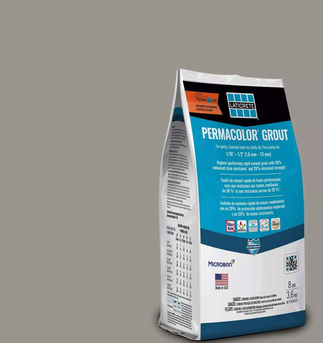 LATICRETE - PERMACOLOR GROUT STORMY GREY 87 - 8LB