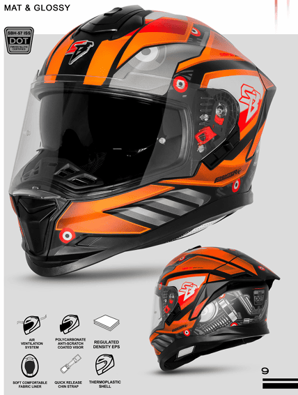 STEELBIRD SBH-57 ISS FIGHTER F8 MATT BLACK/ORANGE C/V 580MM WITH EXTRA SMOKE VISOR STEELBIRD SBH-57 ISS FIGHTER F8 MATT BLACK/ORANGE C/V 580MM WITH EXTRA SMOKE VISOR