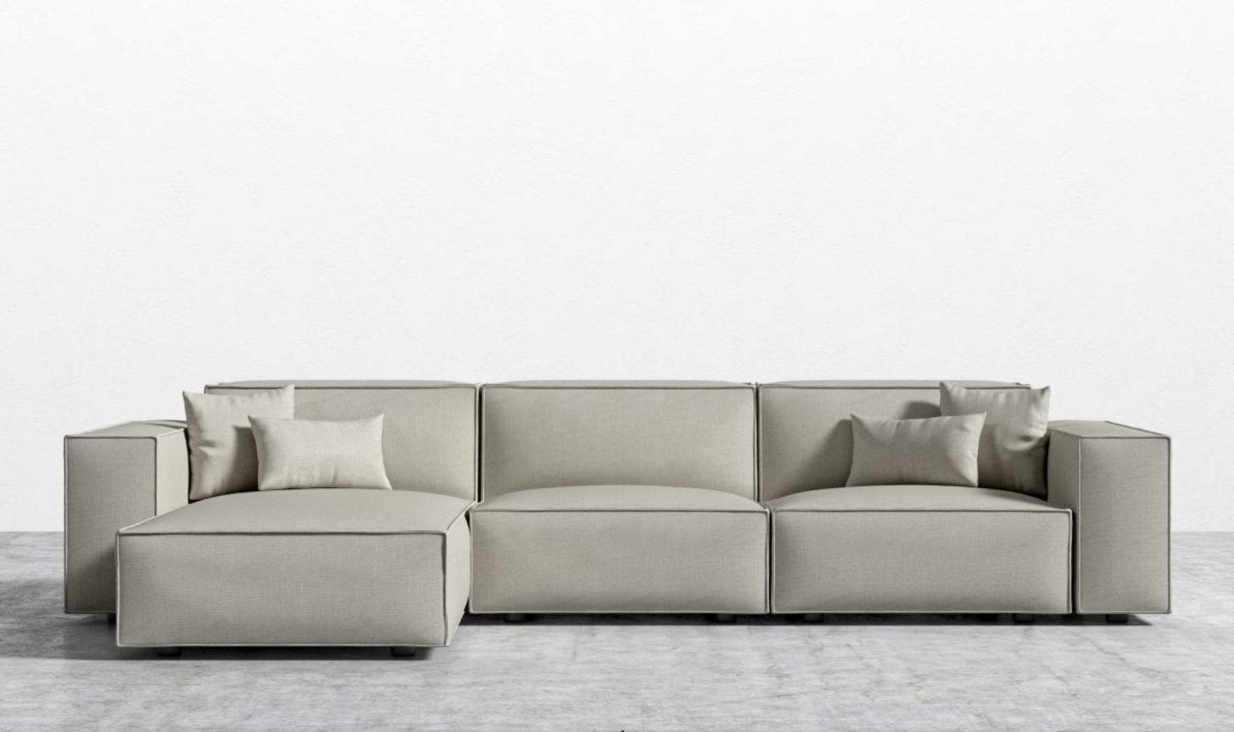 Rove Concepts Porter Modern Oyster Grey Performance Sectional Sofa - Right Arm Facing