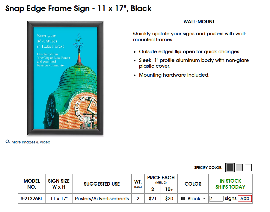 Aluminum Snap Frames Pallet - 150 Black Units - Wall Mount Ready
