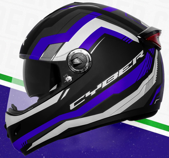 STEELBIRD SBH-34 ROX ISS RF CYBER MATT BLACK/BLUE C/V 580 MM (M)