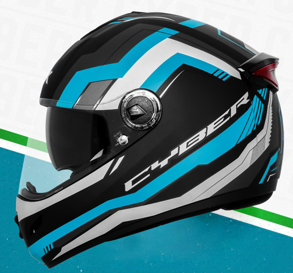 STEELBIRD SBH-34 ROX ISS RF CYBER GLOSSY BLACK/JAZZ BLUE C/V 580 MM (M)