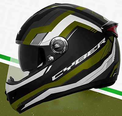 STEELBIRD SBH-34 ROX ISS RF CYBER MATT BLACK/BATTLE GREEN C/V 580 MM (M)