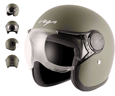 VEGA JET W/VISOR DULL BATTLE GREEN C/V (L)