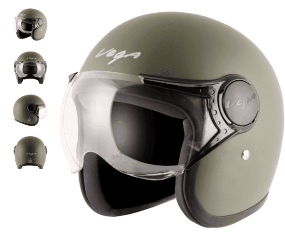 VEGA JET W/VISOR DULL BATTLE GREEN C/V (L)
