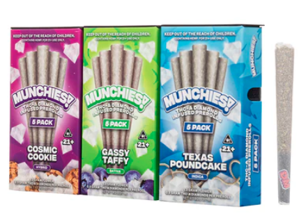 MUNCHIES THC-A DIAMOND INFUSED PREROLLS | 5CT PER PACK | 10PK