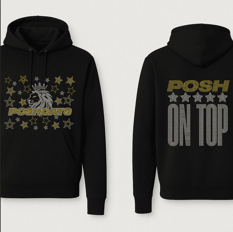 Posh On Top Rhinestone Pocket Hoodie Posh On Top Rhinestone Pocket Hoodie