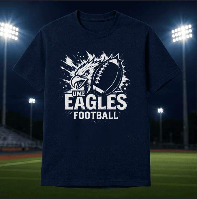 UME Eagles Football Burst Tee - Navy UME Eagles Football Burst Tee - Navy