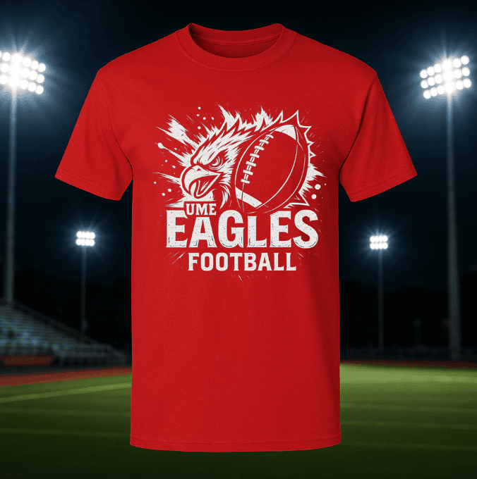 UME Eagles Football Burst Tee - Red UME Eagles Football Burst Tee - Red