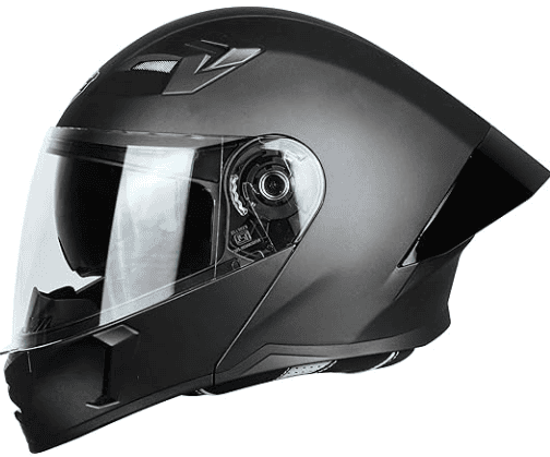 STEELBIRD SBA-20 ISS GLOSSY H.GREY C/V 600MM WITH EXTRA SMOKE VISOR, BLACK SPOILER