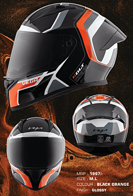 VEGA BOLT TRON BLACK ORANGE M/V (L)