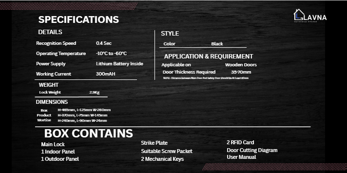 LAVNA LA24 Smart Face Door Lock | 8 Way Unlock LAVNA LA24 Smart Face Door Lock | 8 Way Unlock