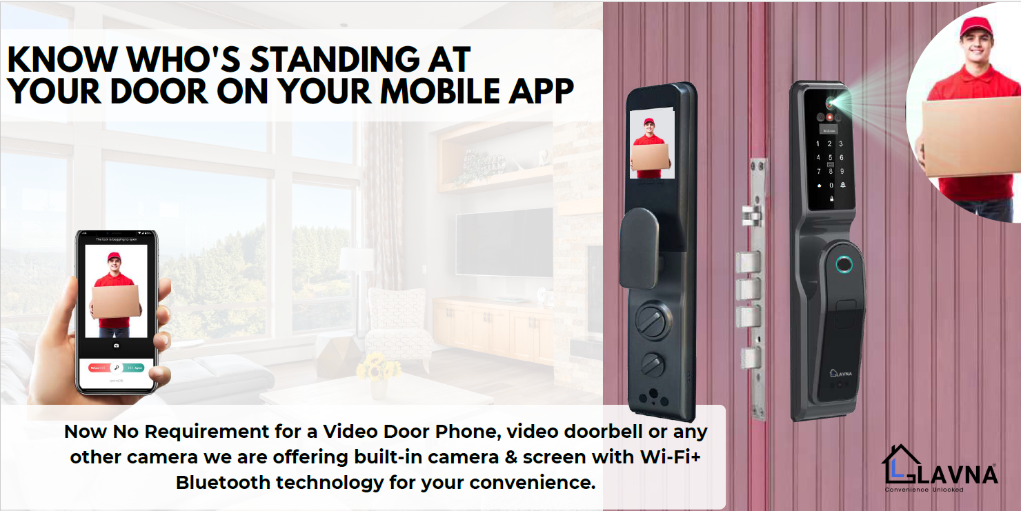 LAVNA 8-Way Premium Smart Door Lock with Camera (3 Year Warranty)
