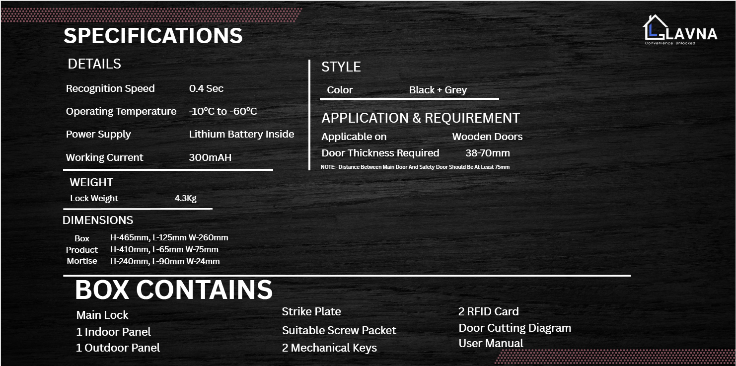 LAVNA 8-Way Premium Smart Door Lock with Camera (3 Year Warranty)