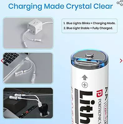 Portronics AA Lithius Cell USB-C Rechargeable Lithium-ion Battery