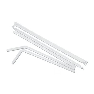 Flexible Wrapped Straws, 7.75", Plastic, White, 500/Pack