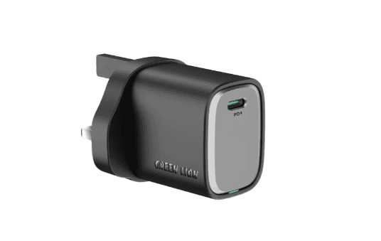Green Lion SUPRA 20W GaN Wall Charger, Ultra-Compact USB-C PD Fast Charging,  UK 3-Pin Plug