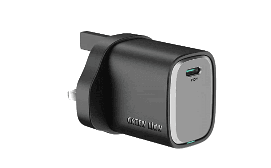 Green Lion SUPRA 33W GaN Wall Charger, USB-C PD 30W & PPS 33W Fast Charging, Compact UK 3-Pin Plug