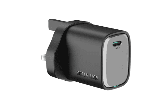 Green Lion SUPRA 33W GaN Wall Charger, USB-C PD 30W & PPS 33W Fast Charging, Compact UK 3-Pin Plug