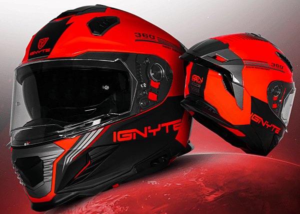 IGNYTE IGN-16 ISS DOT QUANTUMM GLOSSY FLU RED/RED GREY C/V 600 MM WITH EXTRA SMOKE VISOR