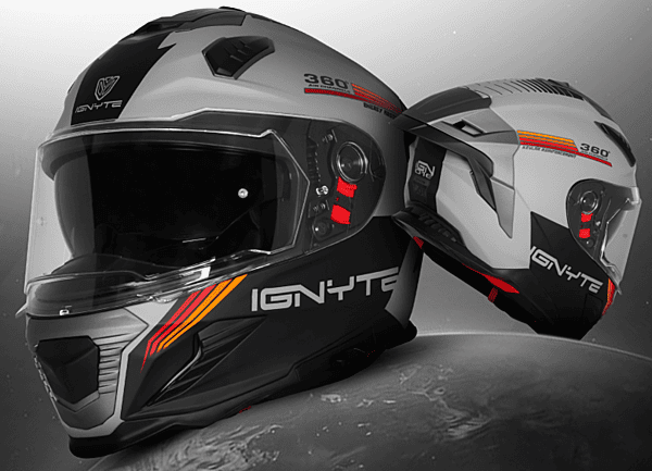 IGNYTE IGN-16 ISS DOT QUANTUMM GLOSSY TITANIUM GREY/ORANGE RED C/V 600 MM WITH EXTRA SMOKE VISOR