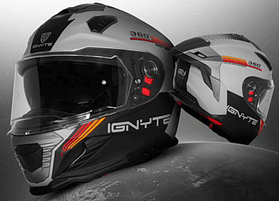 IGNYTE IGN-16 ISS DOT QUANTUMM MATT TITANIUM GREY/ORANGE RED C/V 580 MM WITH EXTRA SMOKE VISOR