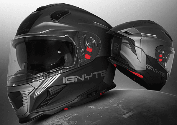 IGNYTE IGN-16 ISS DOT QUANTUMM GLOSSY GREY 2147 WHITE/GREY C/V 580 MM WITH EXTRA SMOKE VISOR