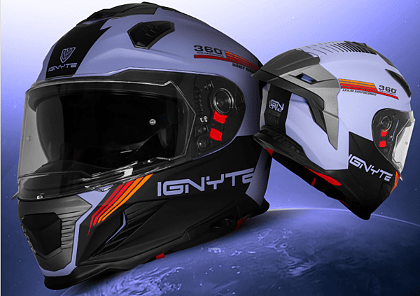 IGNYTE IGN-16 ISS DOT QUANTUMM MATT METAL BLUE/RED ORANGE C/V 600 MM WITH EXTRA SMOKE VISOR