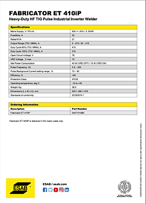 ESAB Fabricator ES 410iC MMA Welding Machine