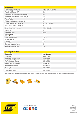 ESAB TIG 401iw Welding Machine