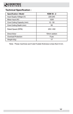 Eibenstock Positron KBM 50 2 Magnetic Core Drilling Machine