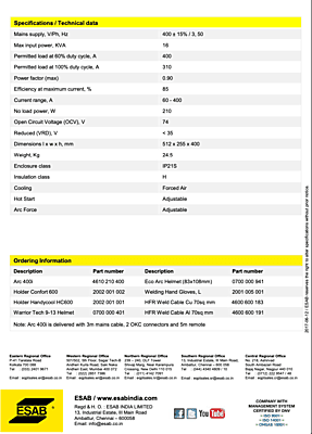 ESAB Arc 400i MMA Welding Machine